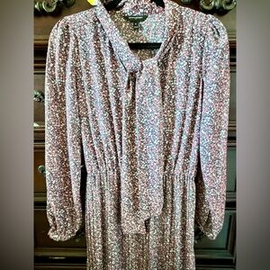 Floral Banana Republic Navy long collar with Pink and Cream Accents